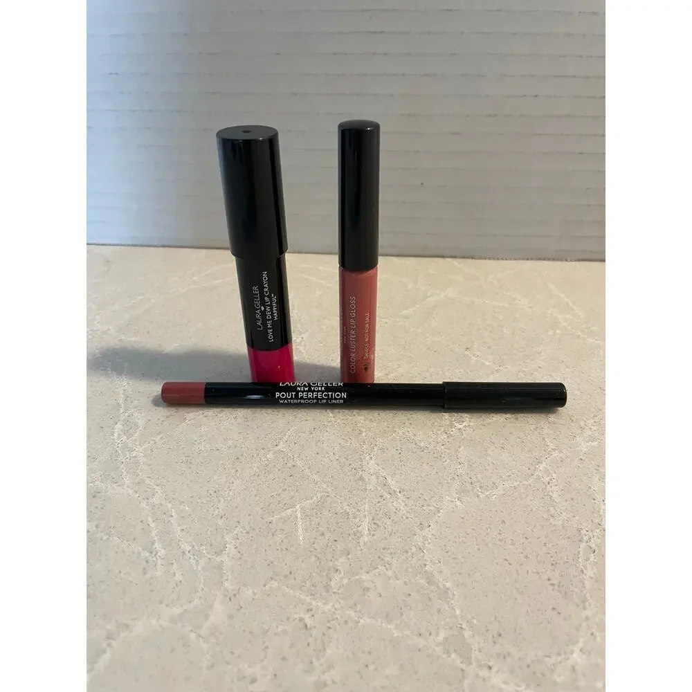 Laura Geller lip set red shades lipstick liquid lip and lip liner trio new lot 3